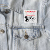Badge Carré 5 Cm Course de chevaux (En situation)