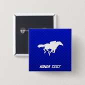 Badge Carré 5 Cm Course de chevaux bleue (Devant & derrière)