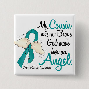 Badge Carré 5 Cm Cousin de Cancer ovarien de l'ange 2