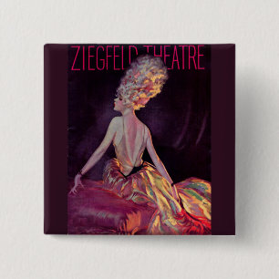Badge Carré 5 Cm Couverture artistique du théâtre Ziegfeld 1927
