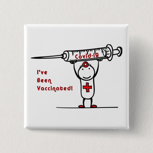 Badge Carré 5 Cm Covid-19 Vaccin Square Button (Devant)