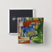 Badge Carré 5 Cm Cow bleue, 1914 (tempera sur le papier) (Devant & derrière)