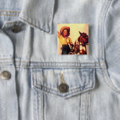 Badge Carré 5 Cm Cow-girl (En situation)