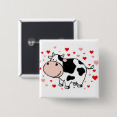 Badge Carré 5 Cm Cow Love (Devant & derrière)