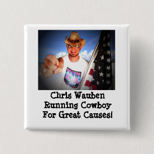 Badge Carré 5 Cm Cowboy courant de Chris Wauben pour le grand