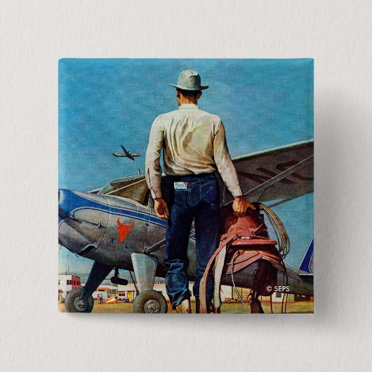 Badge Carré 5 Cm Cowboy de vol par Mead Schaeffer (Devant)