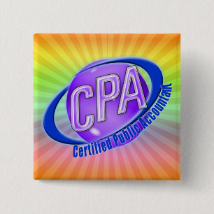 BADGE CARRÉ 5 CM CPA ORB SWOOSH LOGO COMPTABLE PUBLIC CERTIFIÉ