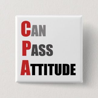 Badge Carré 5 Cm CPA : Peut passer l'attitude