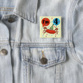 Badge Carré 5 Cm Crabe 4e anniversaire Tshirts et cadeaux (En situation)