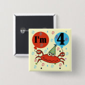 Badge Carré 5 Cm Crabe 4e anniversaire Tshirts et cadeaux (Devant & derrière)
