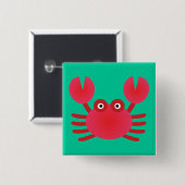 Badge Carré 5 Cm Crabe amusant (Devant & derrière)