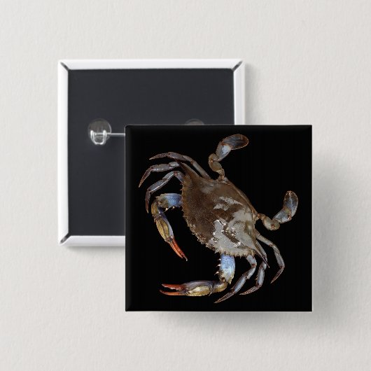 Badge Carré 5 Cm Crabe bleu (Devant & derrière)