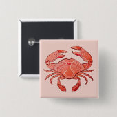 Badge Carré 5 Cm Crabe de style (Devant & derrière)