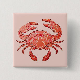Badge Carré 5 Cm Crabe de style
