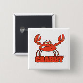 Badge Carré 5 Cm crabe rouge drôle avec attitude (Devant & derrière)