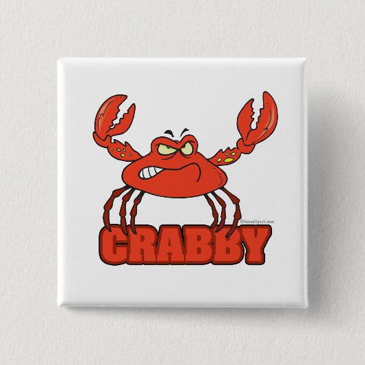 Badge Carré 5 Cm crabe rouge drôle avec attitude (Devant)