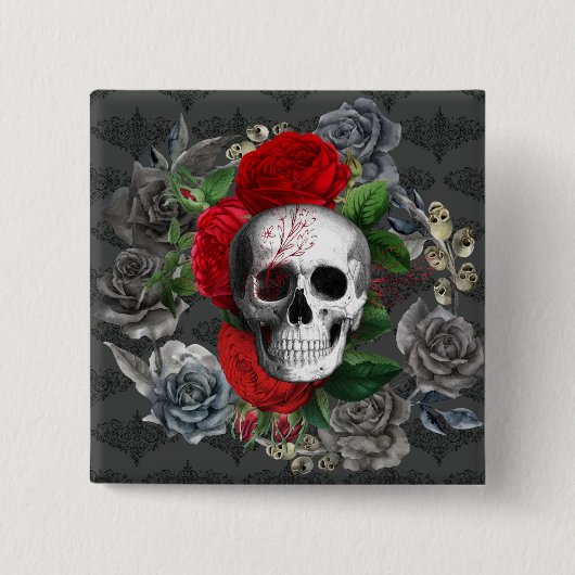 Badge Carré 5 Cm Crâne (Devant)