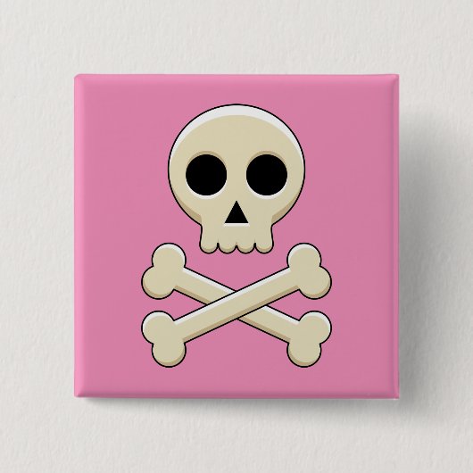 Badge Carré 5 Cm Crâne avec des os (Devant)