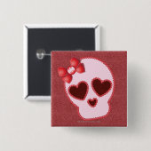 Badge Carré 5 Cm Crâne Batgirl avec cou (Devant & derrière)