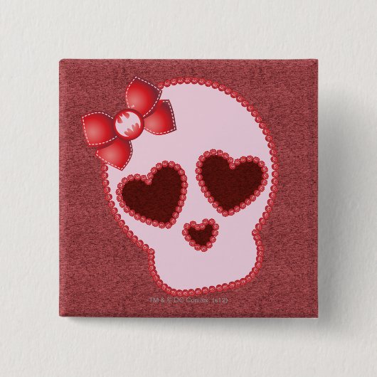 Badge Carré 5 Cm Crâne Batgirl avec cou (Devant)