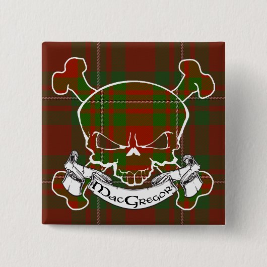 Badge Carré 5 Cm Crâne de tartan de MacGregor (Devant)