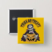 Badge Carré 5 Cm Crâne Dracula (Devant & derrière)