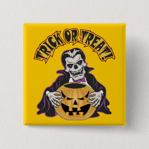 Badge Carré 5 Cm Crâne Dracula