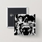 Badge Carré 5 Cm Crâne et anneaux (Devant & derrière)