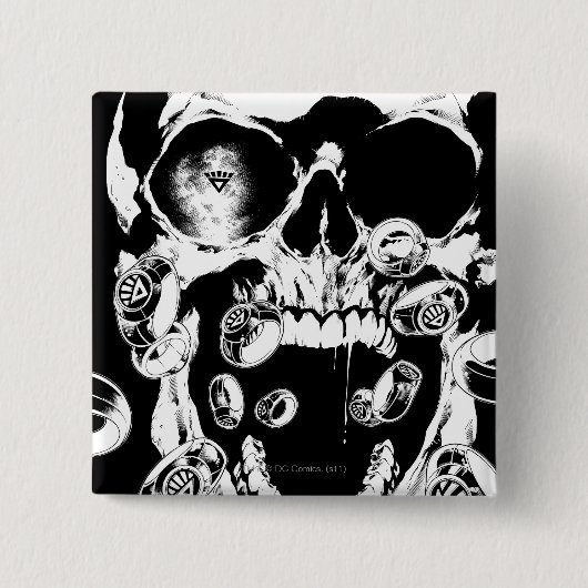 Badge Carré 5 Cm Crâne et anneaux (Devant)