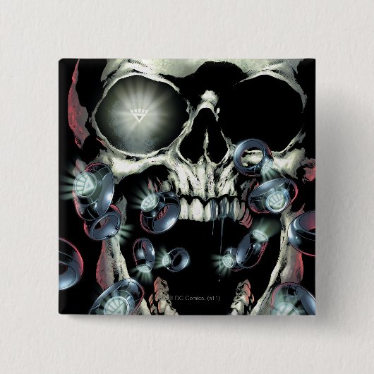 Badge Carré 5 Cm Crâne et anneaux - couleur (Devant)