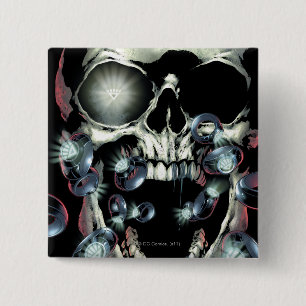 Badge Carré 5 Cm Crâne et anneaux - couleur