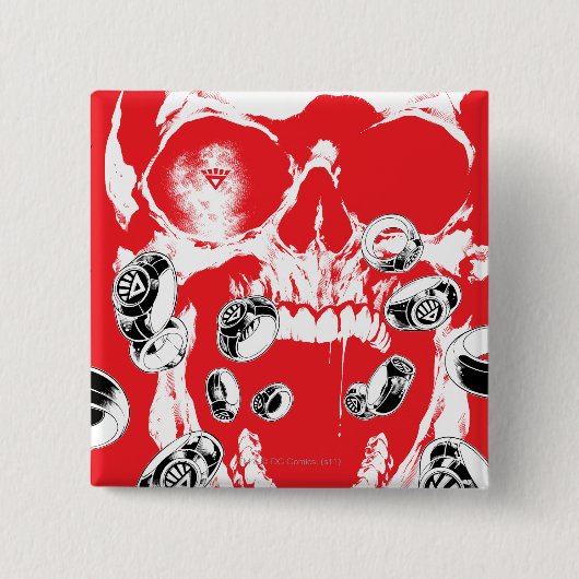 Badge Carré 5 Cm Crâne et anneaux - rouge (Devant)