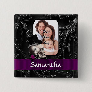 Badge Carré 5 Cm Crâne gothique de tatouage