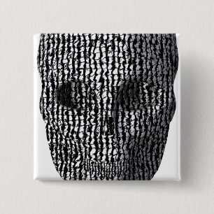 Badge Carré 5 Cm Crâne marbré noir et blanc