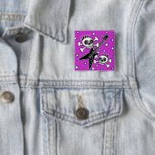 Badge Carré 5 Cm Crânes métalliques lourds (En situation)