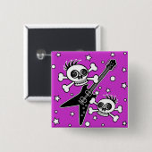 Badge Carré 5 Cm Crânes métalliques lourds (Devant & derrière)