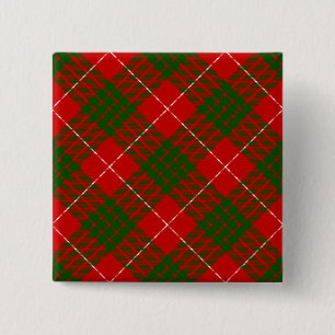 Badge Carré 5 Cm Crawford tartan rouge vert plaid