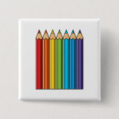 Badge Carré 5 Cm Crayons de couleur arc-en-ciel (Devant)
