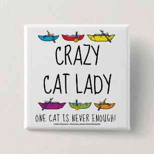 Badge Carré 5 Cm Crazy Cat Lady Funny Catarave