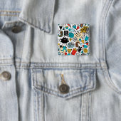 Badge Carré 5 Cm Crazy head (En situation)