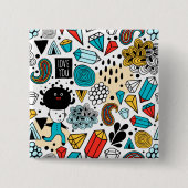 Badge Carré 5 Cm Crazy head (Devant)