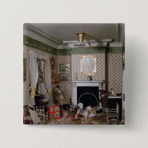 Badge Carré 5 Cm Crèche avec des jouets de "Mlle Miles" House',