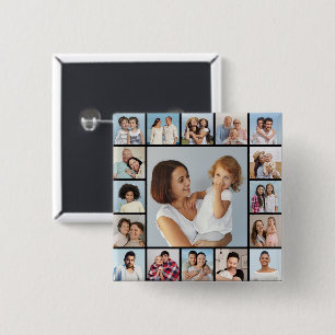 Badge Carré 5 Cm Créez votre propre 17 bouton de collage photo