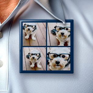 Badge Carré 5 Cm Créez votre propre collage de photos - Navy 4 phot