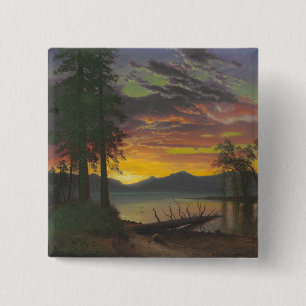 Badge Carré 5 Cm Crépuscule, le lac Tahoe, c.1870s (huile sur la