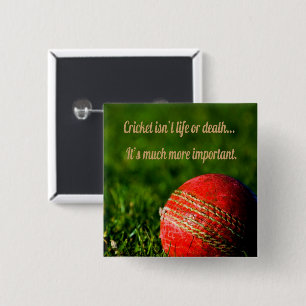 Badge Carré 5 Cm Cricket Balle Rouge Drôle Motivationnel