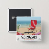 Badge Carré 5 Cm Crimdon, comté de Durham, Angleterre. (Devant & derrière)