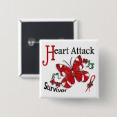 Badge Carré 5 Cm Crise cardiaque du survivant 6 (Devant & derrière)