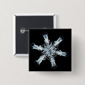 Badge Carré 5 Cm Cristal stellaire de neige (Devant & derrière)