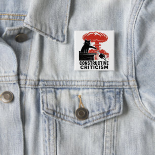 Badge Carré 5 Cm Critique constructive de chat drôle Linogravure Me